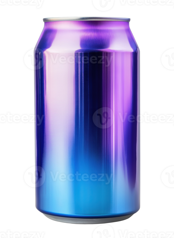 Shiny purple aluminum beverage can isolated on transparent background png
