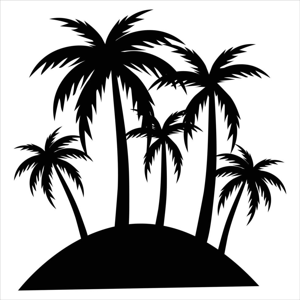 silhouette Illustration of palm tree icon on white background vector