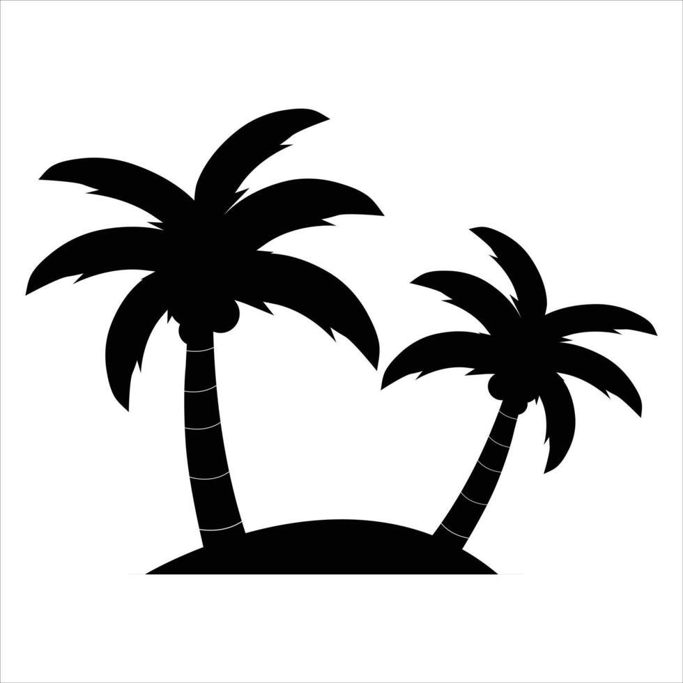 silhouette Illustration of palm tree isolated on a white background vector