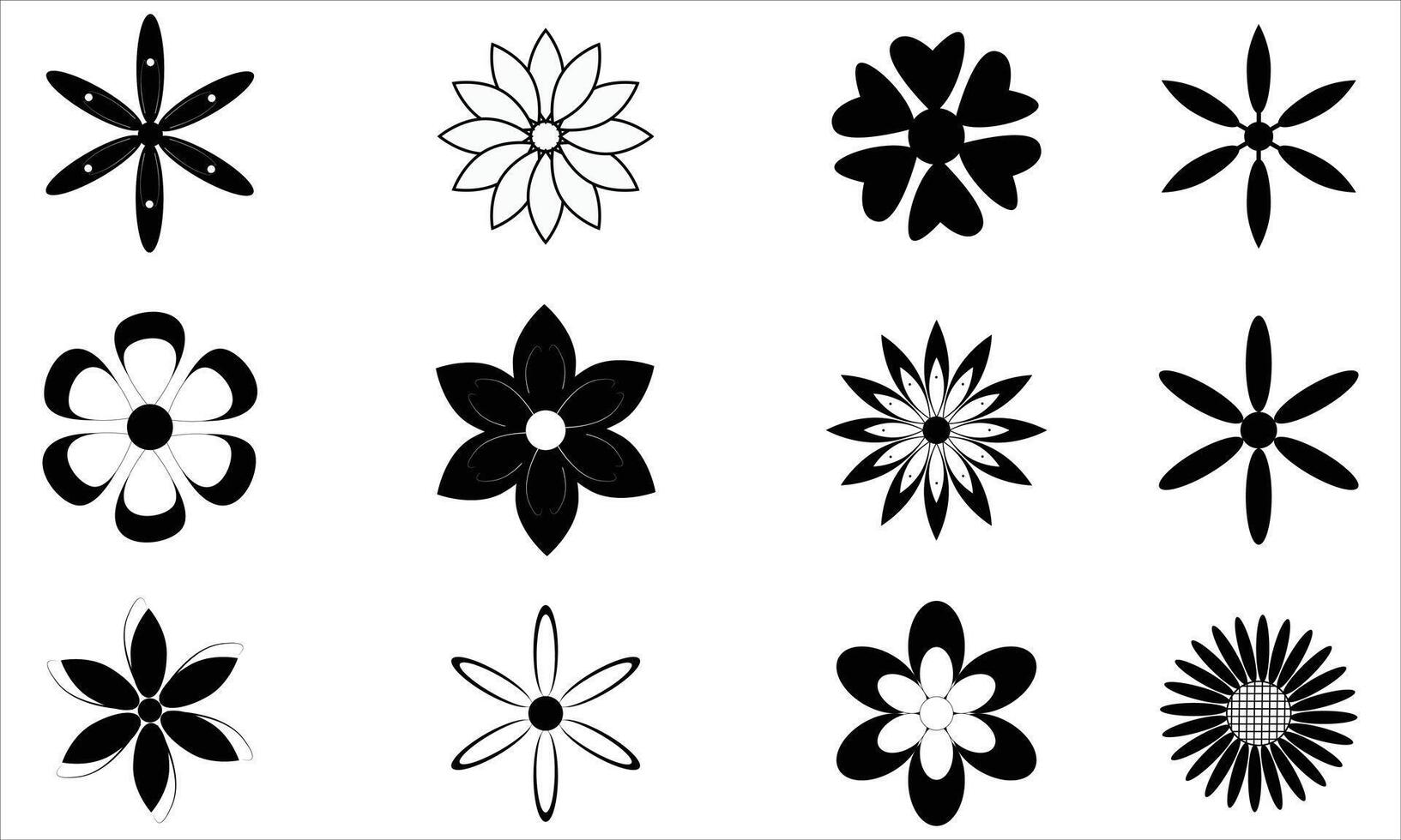 Flower icons set. Abstract flower icons isolated on white background. Flower simple icon set vector