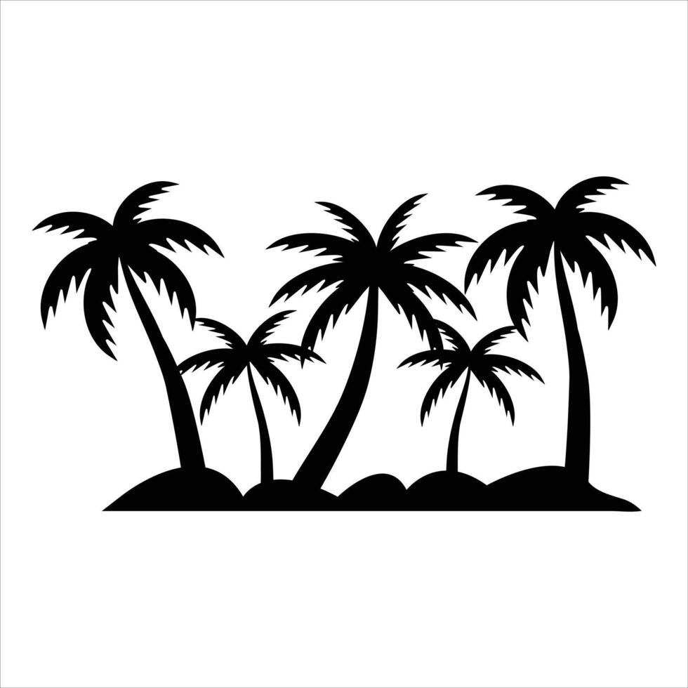 black silhouette palm tree icons vector
