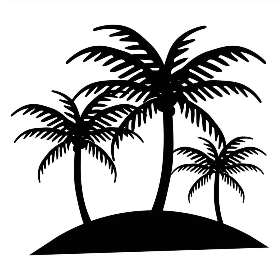 silhouette Illustration of palm tree over white background vector