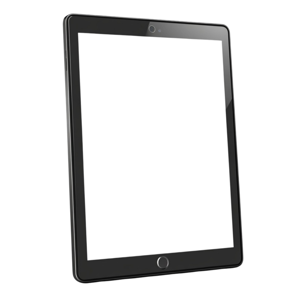 Sleek Digital Tablet with a Crisp White Screen Ideal for Work and Play png