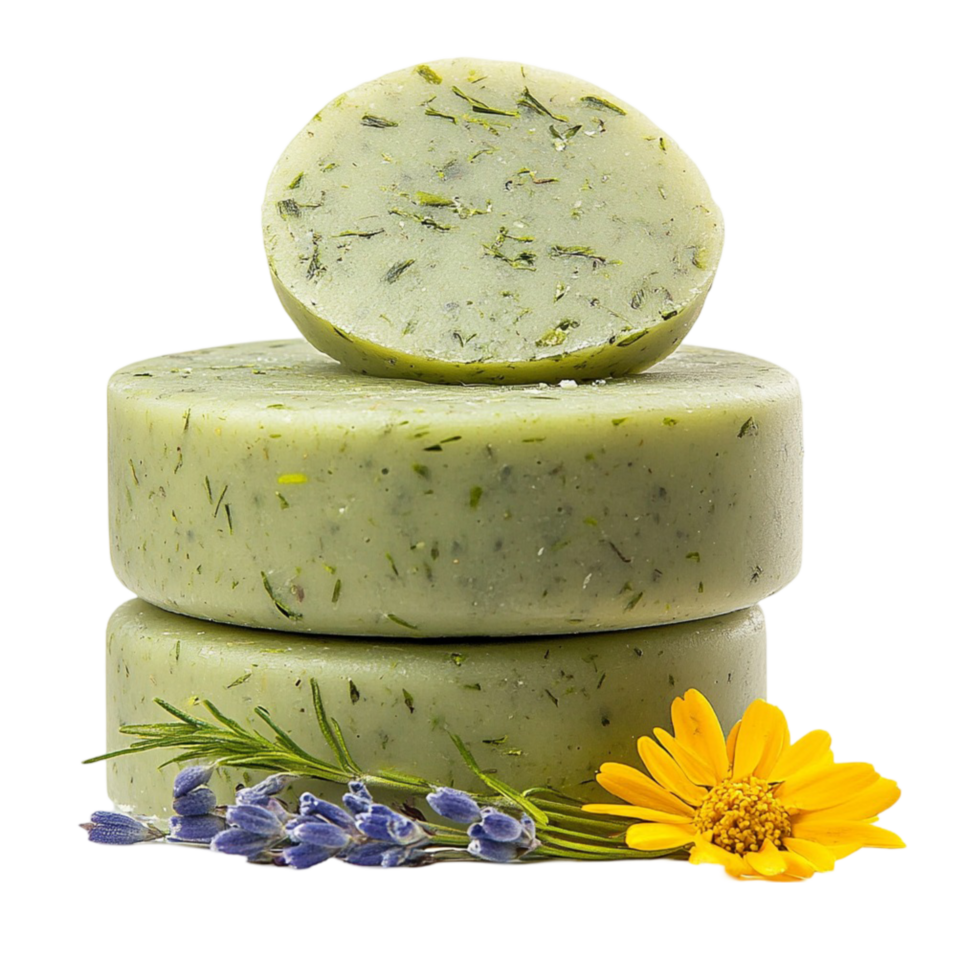 Multiple Green Soap Bars Stacked Together for Organic and Natural Cleaning png