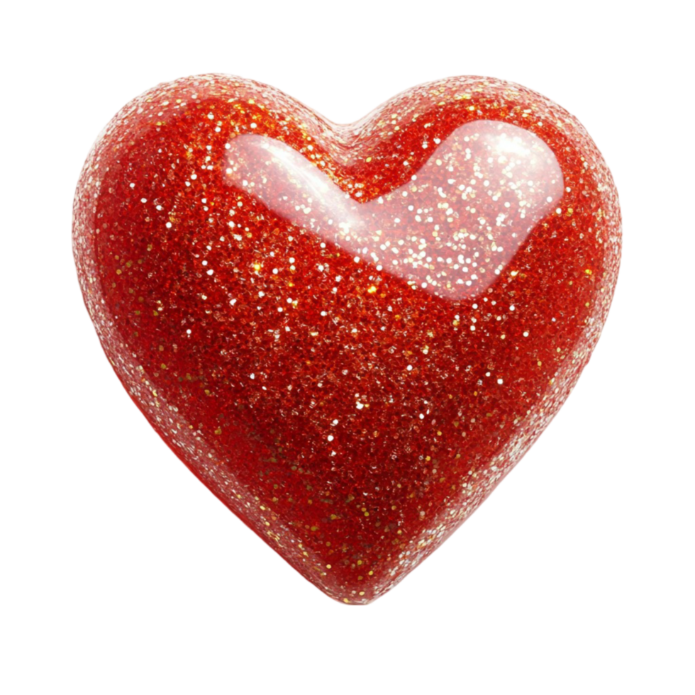 Glitter Heart with Sparkling Effect on Transparent Background png