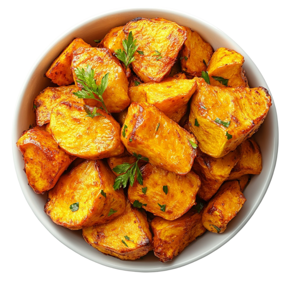 Flavorful Fried Potatoes with Parsley on a Plate Perfect for Celebrations and Events png