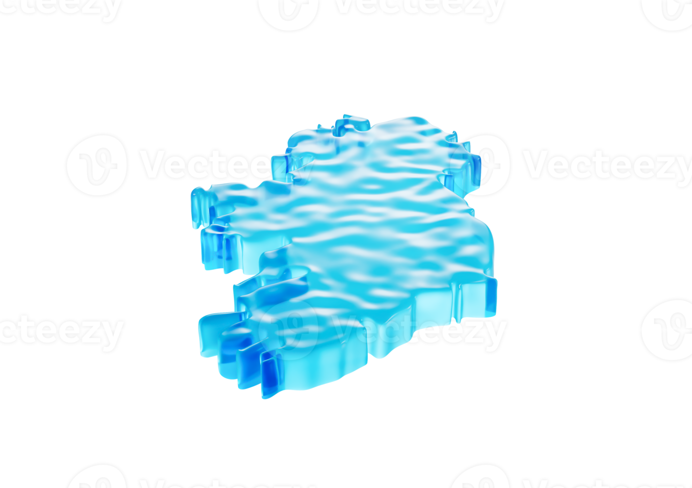Water Ice Map Of Ireland Global Warming Melting Glacier In Deep Ocean Blue Water 3d Illustration png