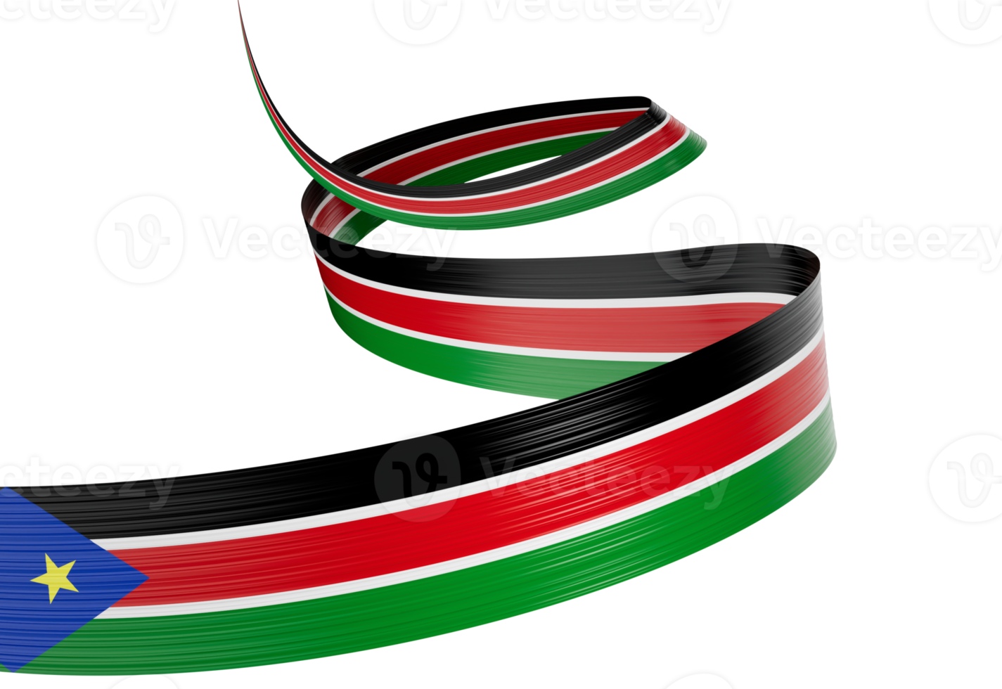 3d Flag Of South Sudan 3d Shiny Waving South Sudan Ribbon Flag. 3d Illustration png
