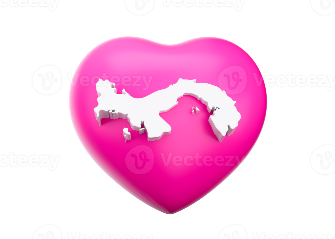 Pink Heart With Map Of Panama 3d Illustration png