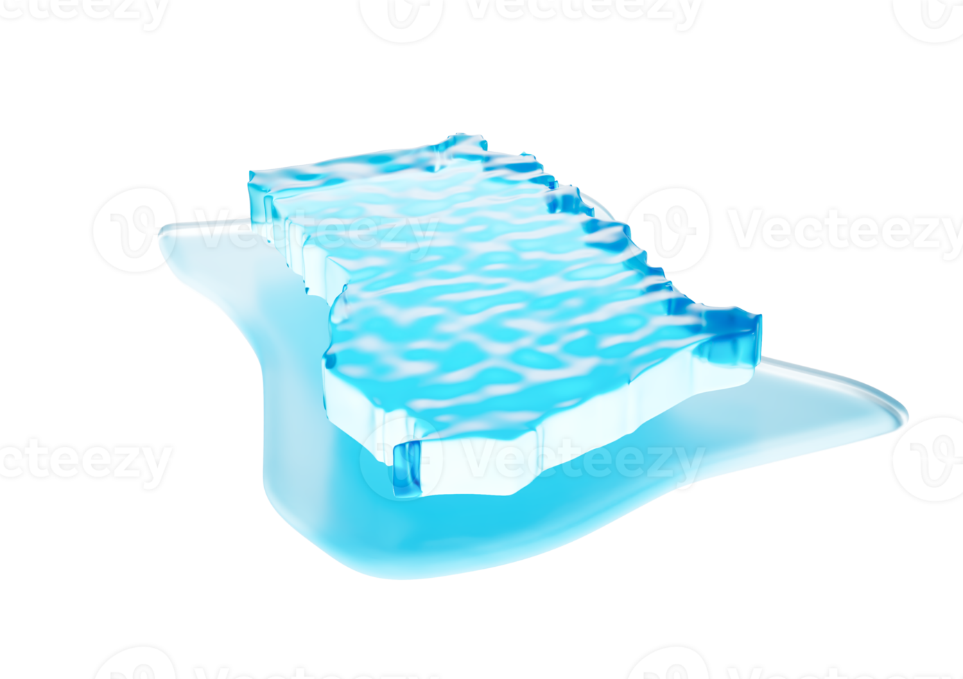 Water Ice Map Of Ghana Global Warming Melting Glacier In Deep Ocean Blue Water 3d Illustration png
