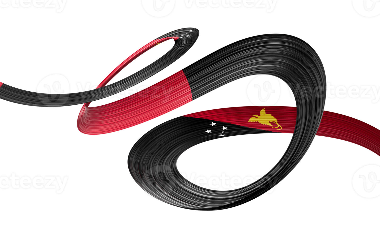3d Flag Of Papua New Guinea 3d Shiny Waving Ribbon Flag. 3d Illustration png