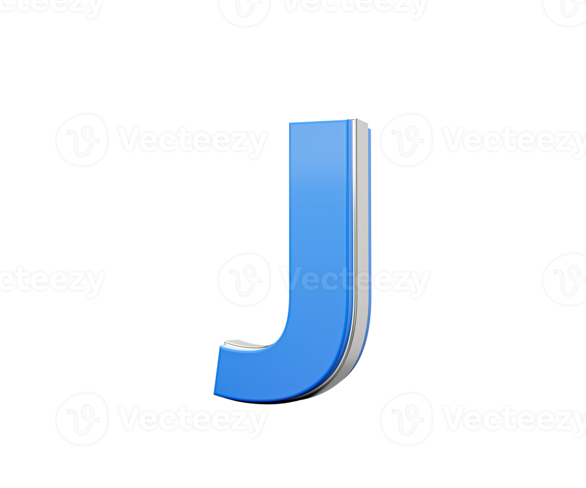 Blue Capital Letter J Gleams With Its Sleek Modern Design Bold Font With Sharp Edges 3D Illustration png