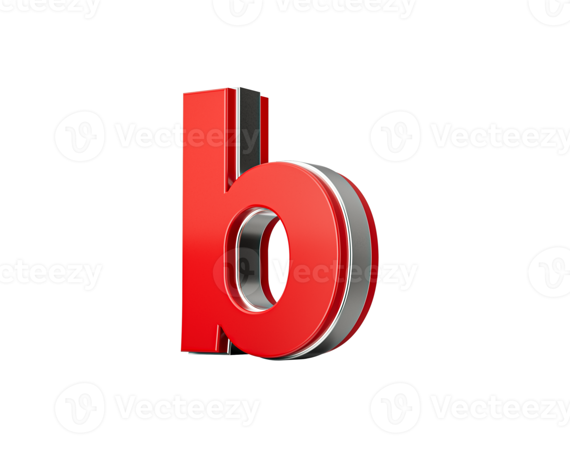 Vibrant Red Small Letter b Gleams With Its Sleek Metallic Design With Sharp Edges 3D Illustration png