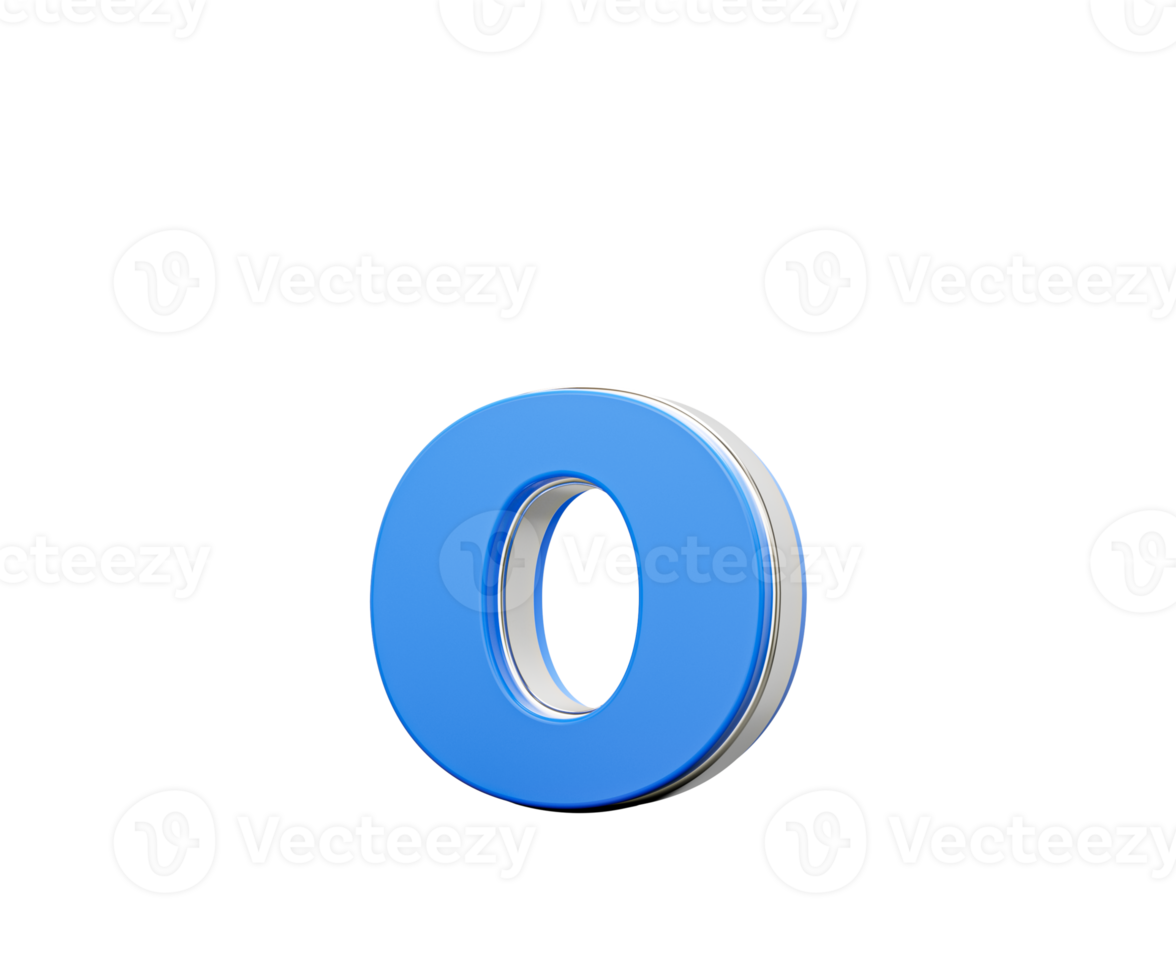 Blue Small Letter o Alphabet o Gleams With Its Sleek Modern Design With Sharp Edges 3D Illustration png
