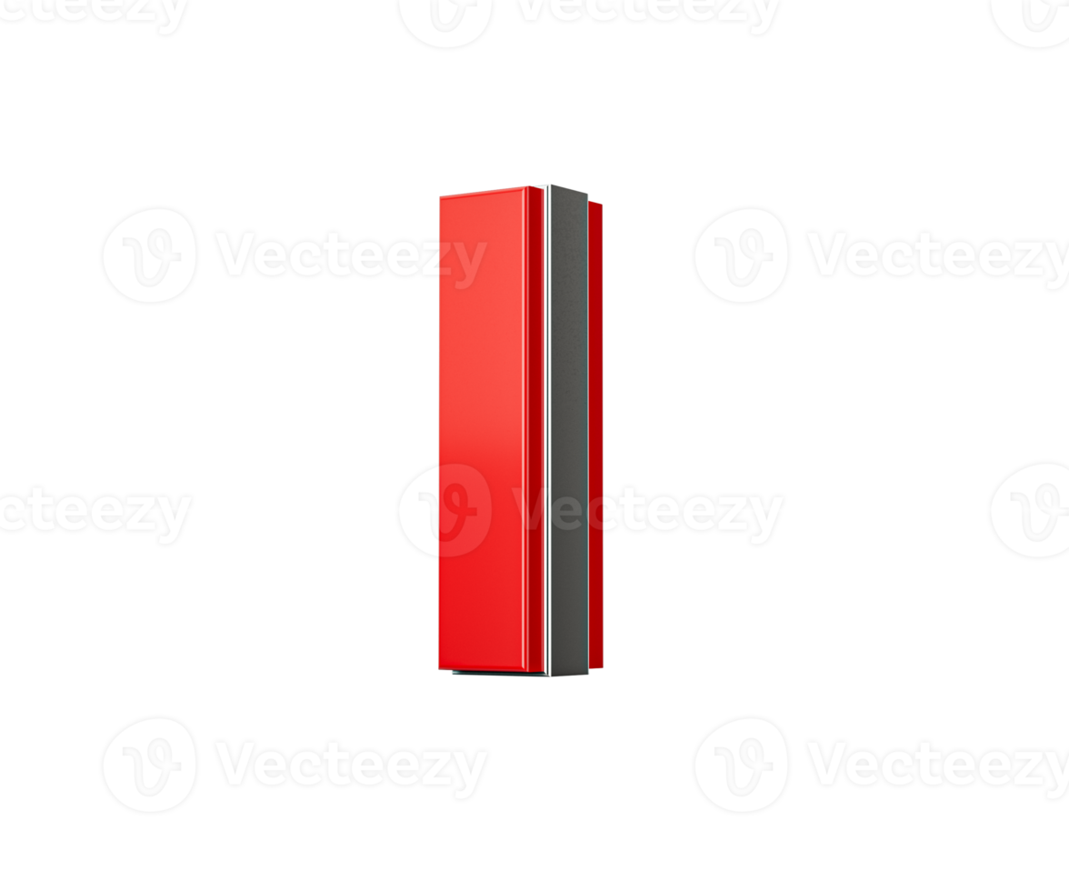 Vibrant Red Capital Letter I Gleams With Its Sleek Design Bold Font With Sharp Edges 3D Illustration png