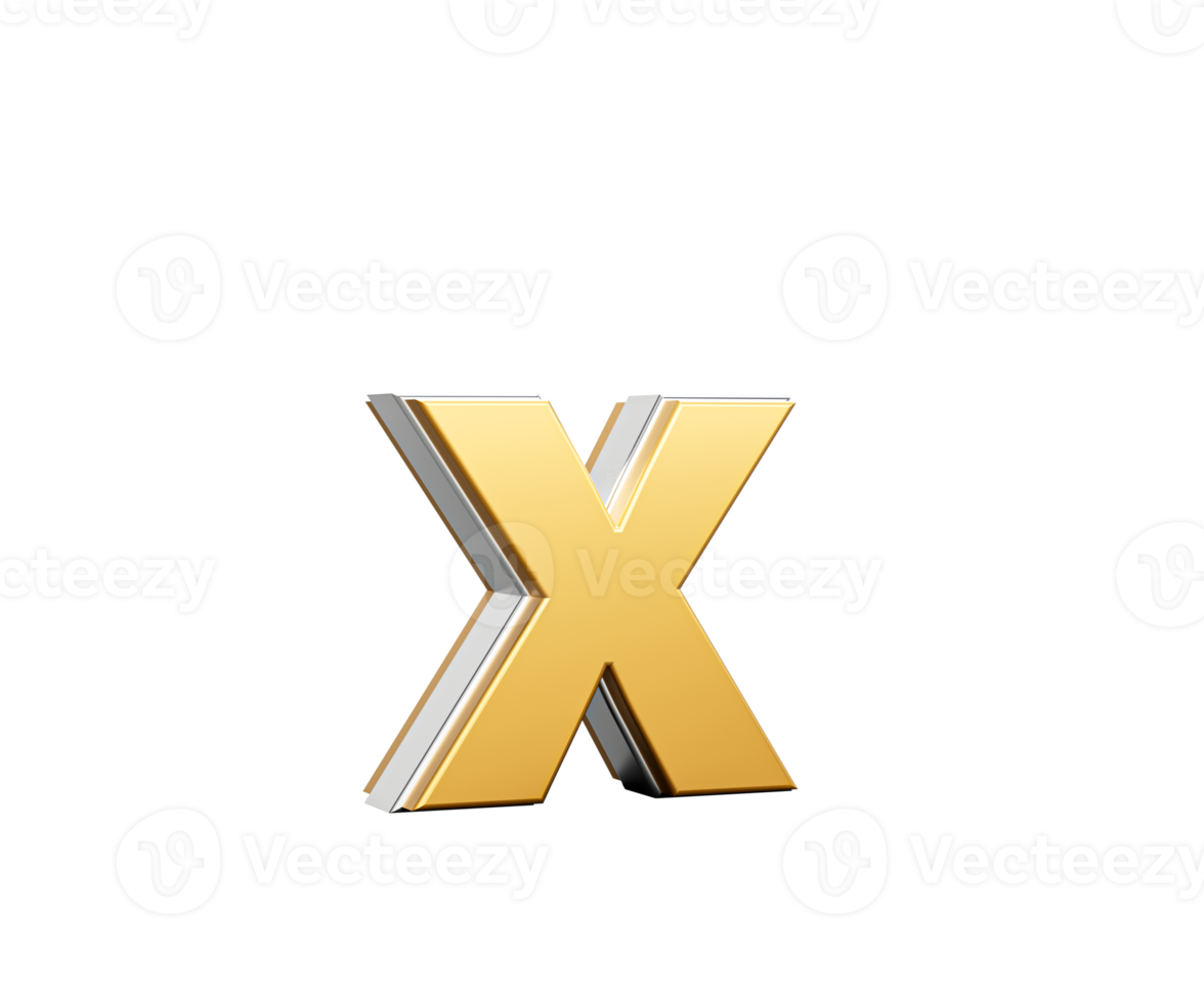 Shiny Golden Small Letter x Gleams With Its Sleek Modern Design With Sharp Edges 3D Illustration png