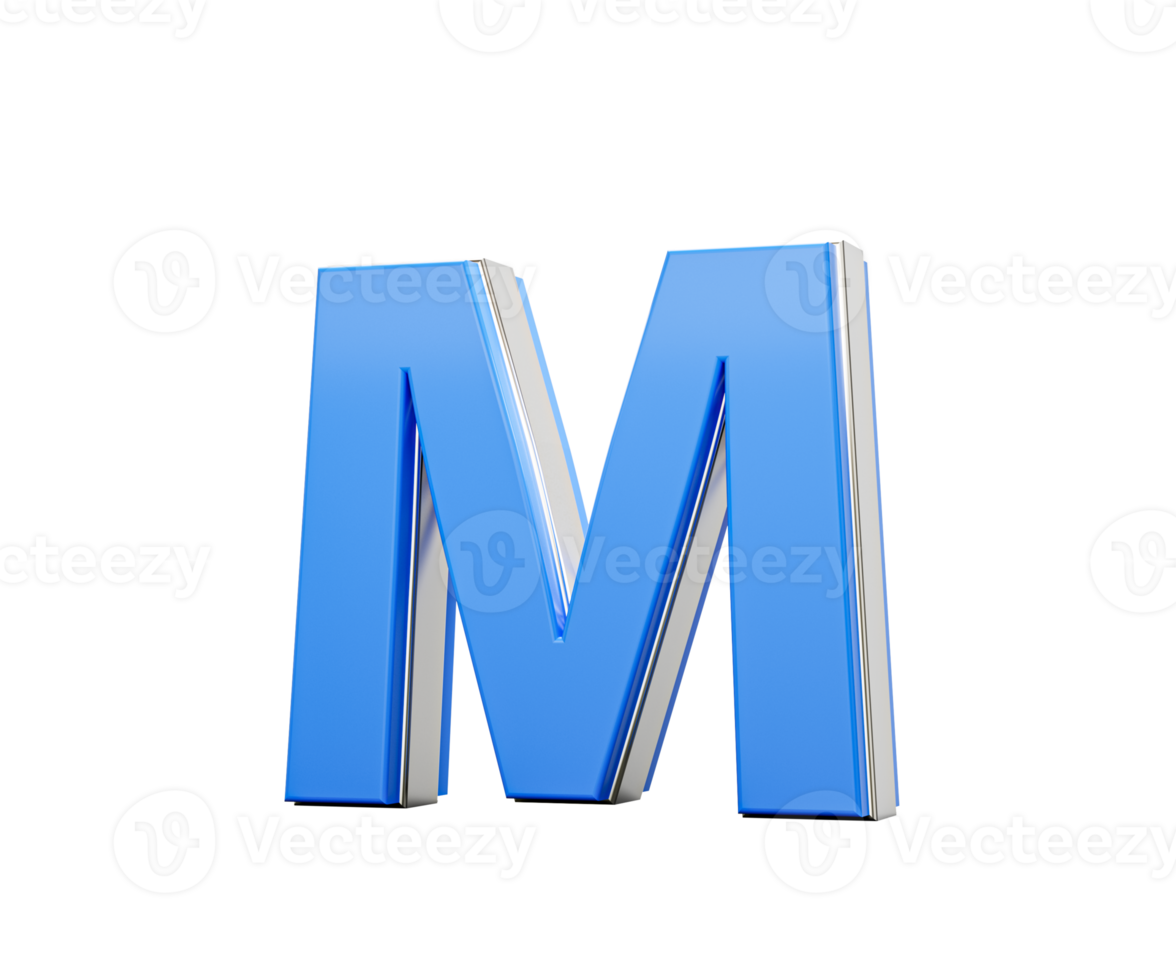 Blue Capital Letter M Gleams With Its Sleek Modern Design Bold Font With Sharp Edges 3D Illustration png