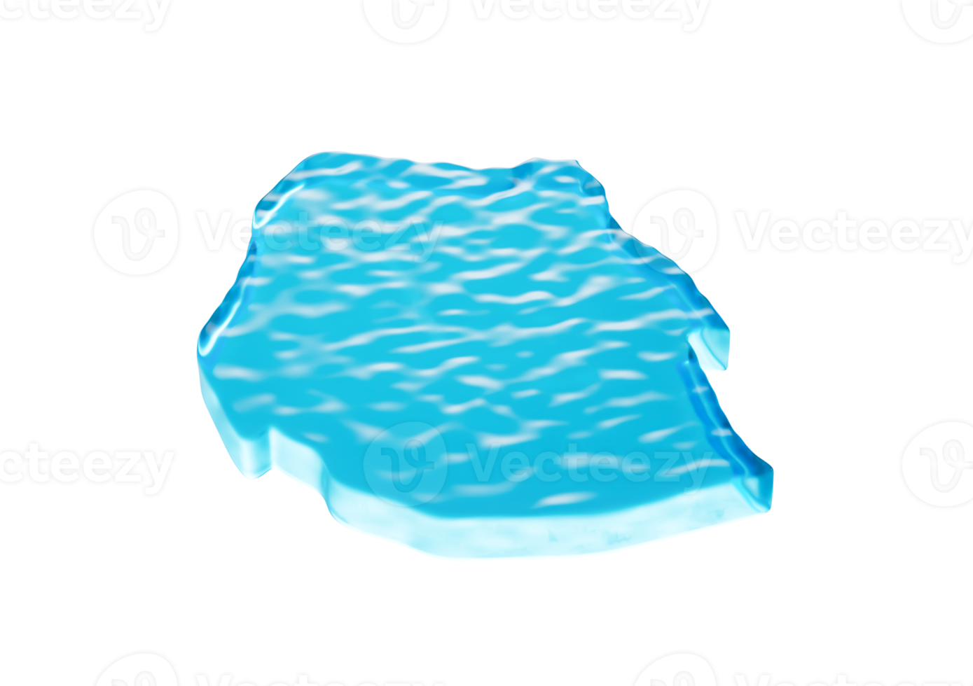 Water Ice Map Of Eswatini Global Warming Melting Glacier In Deep Ocean Blue Water. 3d Illustration png