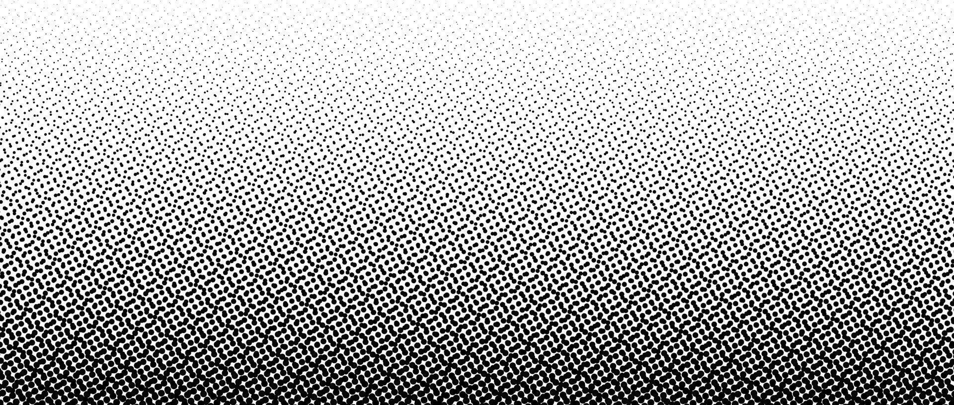 Black halftone gradient background. Fading overlapping dotted halftone texture. Vanishing polka dot backdrop. Raster pixel gradation pattern. Comic pop art overlay wallpaper for ad poster flyer vector