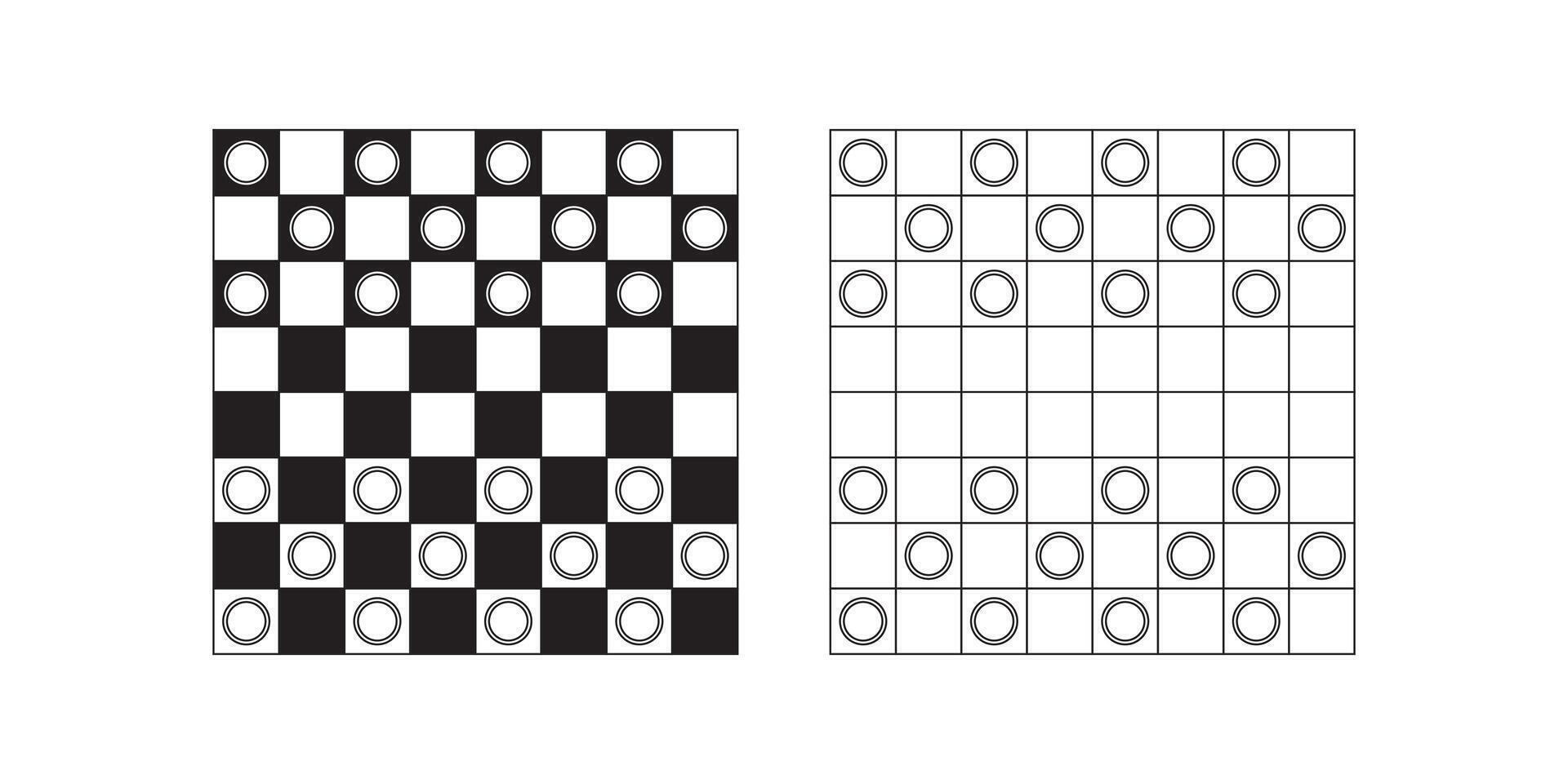top view Checkers game icon set isolated on white background vector