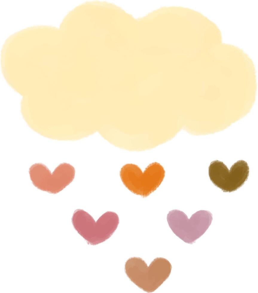 a drawing of a cloud with hearts floating in it vector
