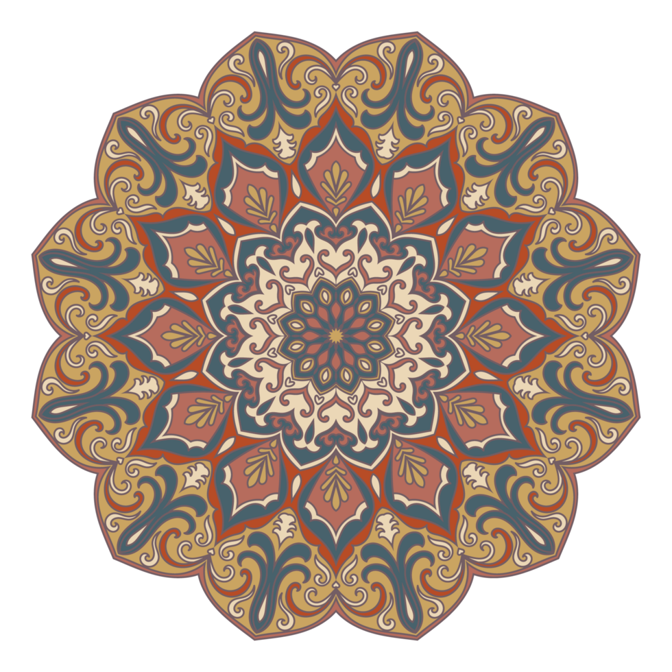 Symmetrical Mandala Art Lines, Abstract Floral Mandala Coloring Patterns for Graphic Elements, Fabric Pattern png