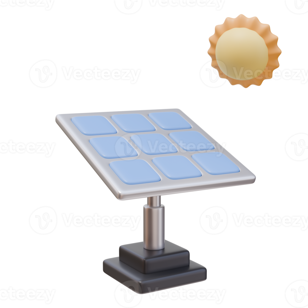 3D Rendering Solar Panel Sun Energy Power icon. Ecology Nature Care Environment Concept png