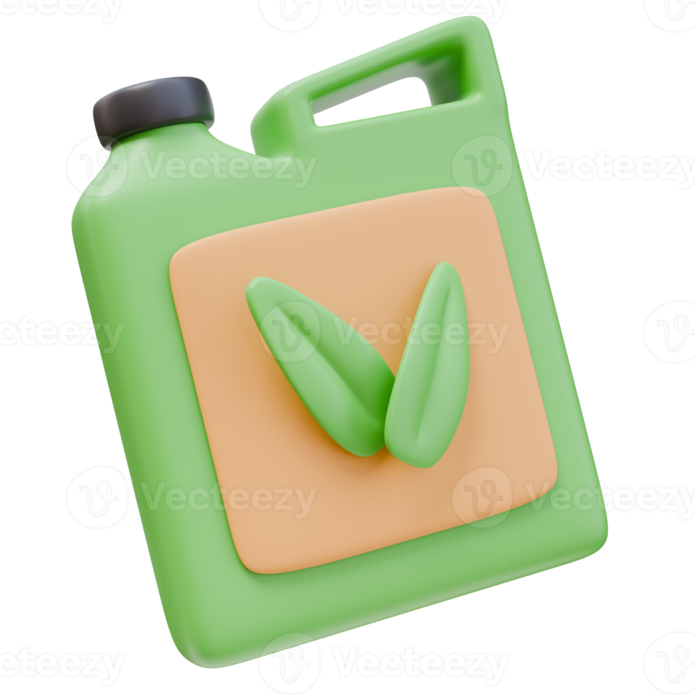 3D Rendering Bio Eco Fuel with Leaf Symbol Icon. Ecology Green Energy Environment png