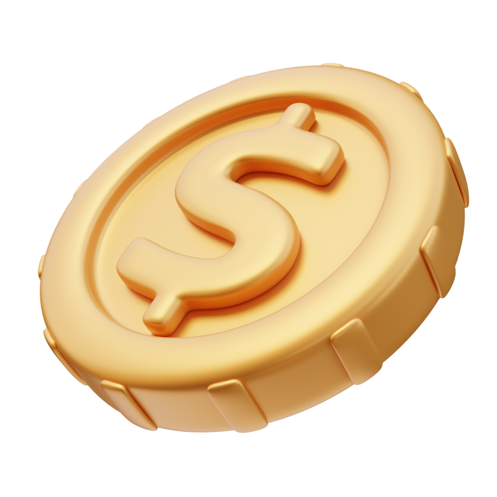 3D Rendering Golden Coin Dollar Sign png