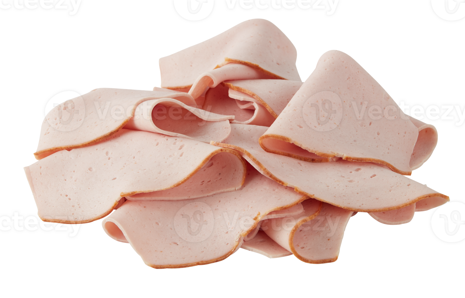 Stack of fresh ham cut out isolated transparent background png