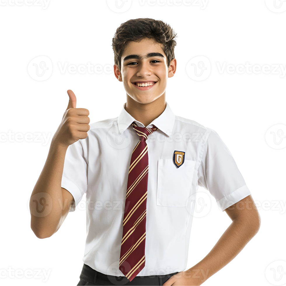 a young man in a school uniform giving the thumbs up png
