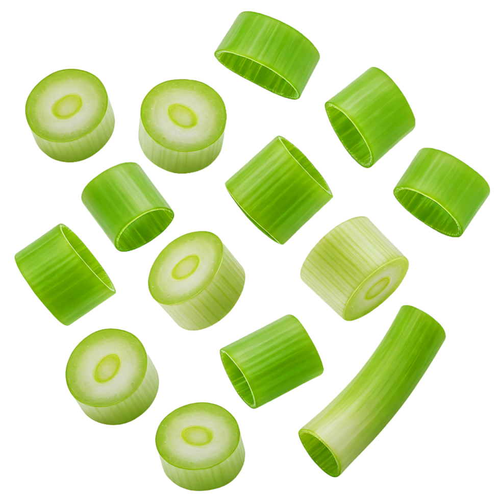 Fresh Green Leek Slices Isolated png