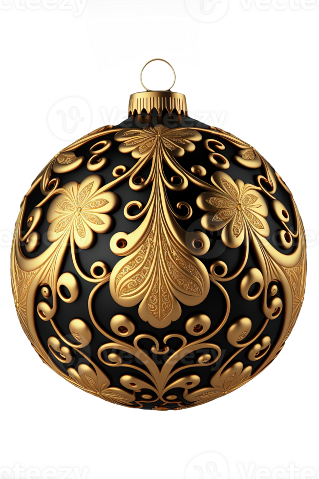 Shimmering Splendor A Golden Christmas Ornament Glows Against a Crystal Clear Canvas, Capturing the Essence of Holiday Elegance. png