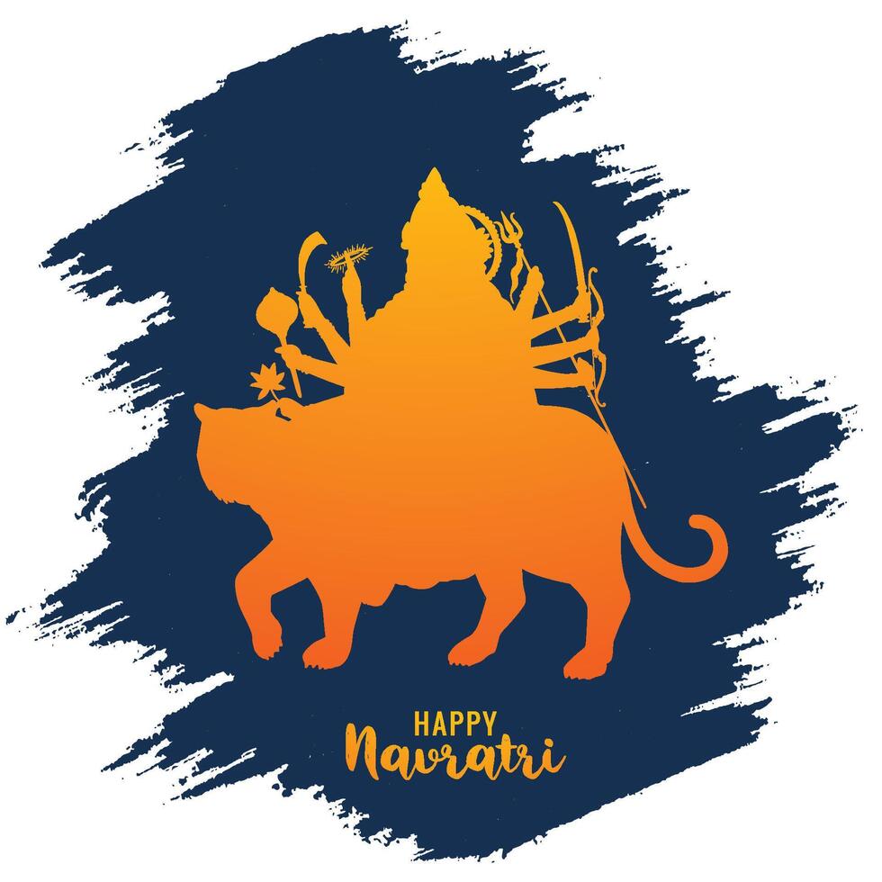 Goddess durga devi in happy subh navratri Indian religious card vector