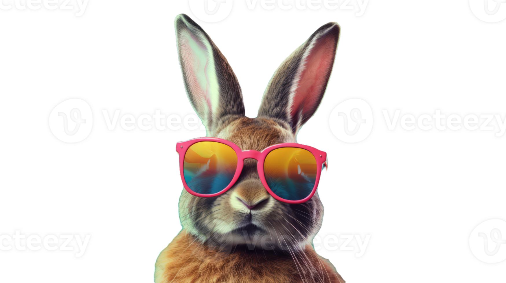 Vibrant Bunny Vibes A Playful Rabbit with Colorful Sunglasses Ready to Add a Splash of Whimsy to Your Designs png