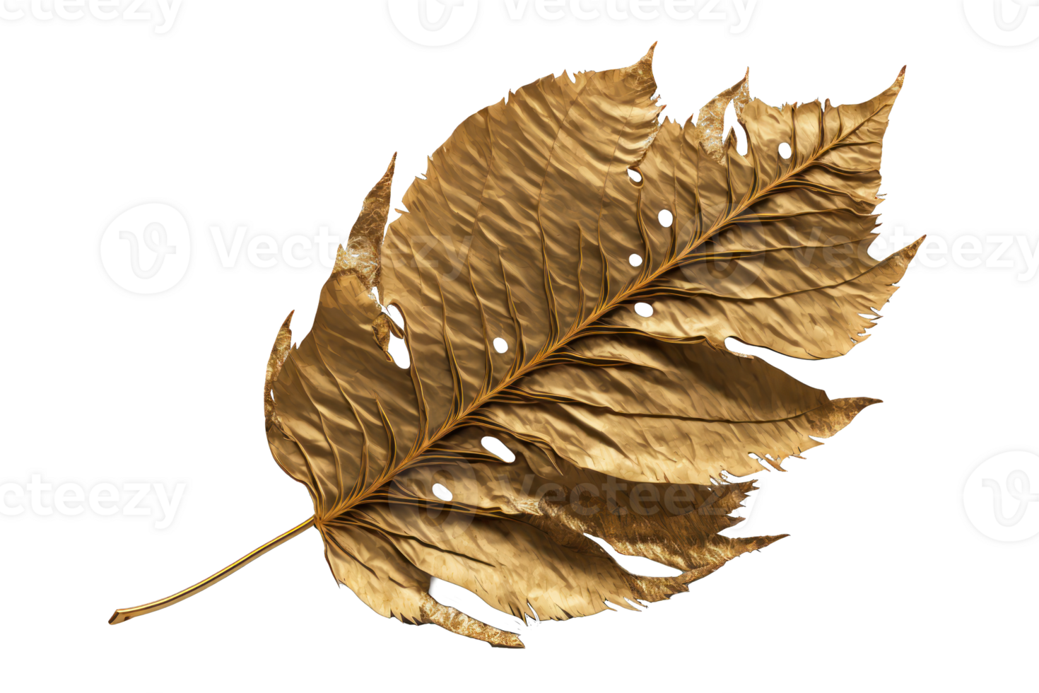 Whispers of Autumn A Vibrant 3D Illustration of a Dried Leaf on a Transparent Canvas, Capturing Natures Elegance in Every Detail. png