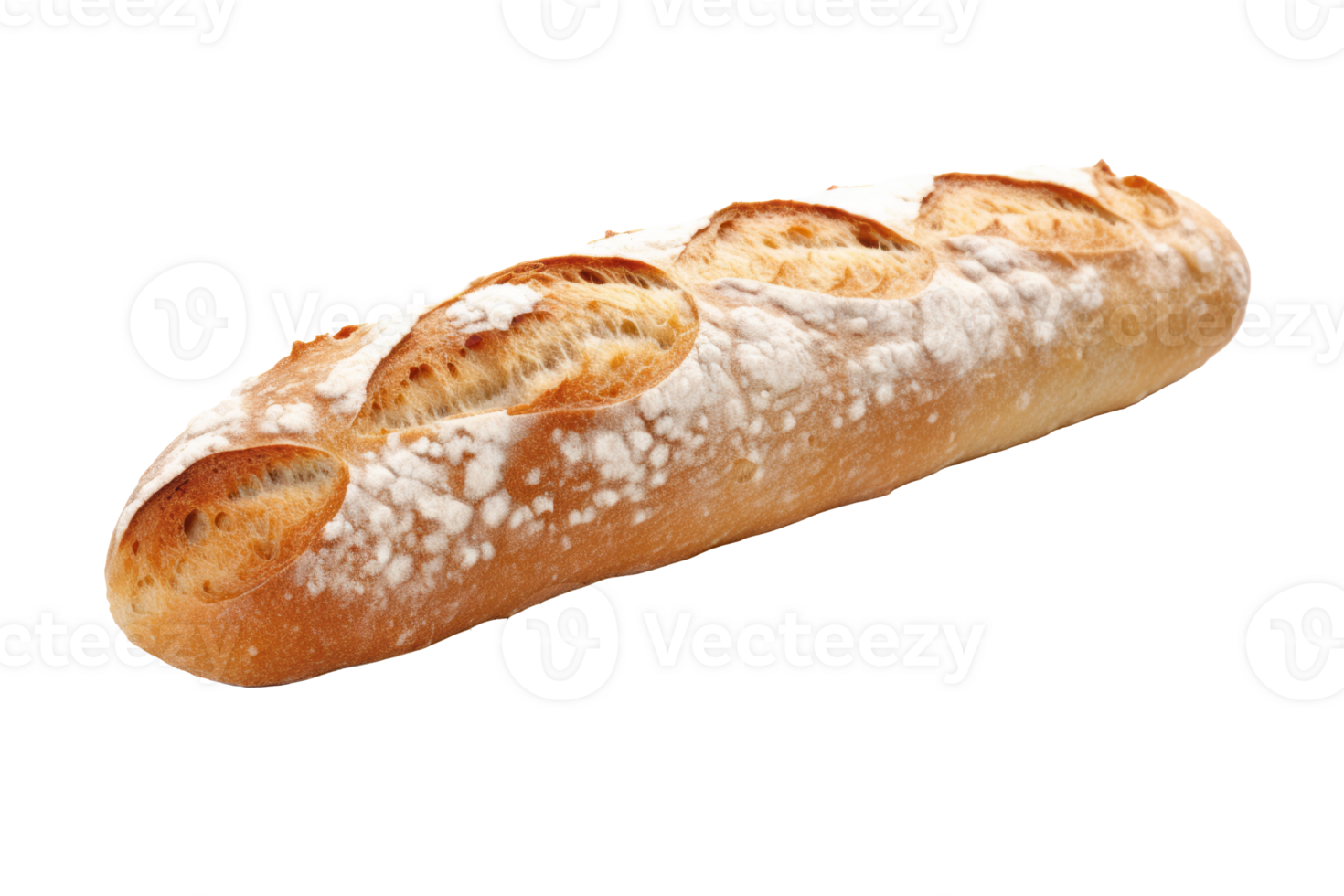 Freshly Baked Baguette with Crumbs Cascade - Transparent png