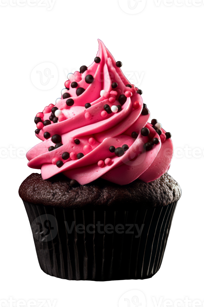 Sugar Frosted Cupcake with Sprinkles Isolated on Transparent Background Sweet Treats Image png