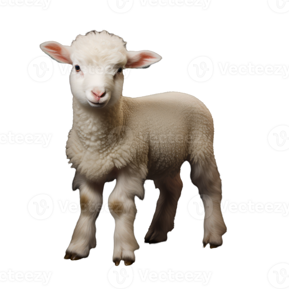 Curious Cottonball A Fluffy Lamb Gazes with Innocent Wonder, Capturing Heartwarming Charm on a Transparent Canvas. png