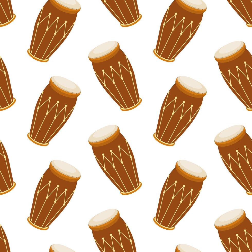 Repeating pattern of conga drums on a white background showcasing musical elements vector