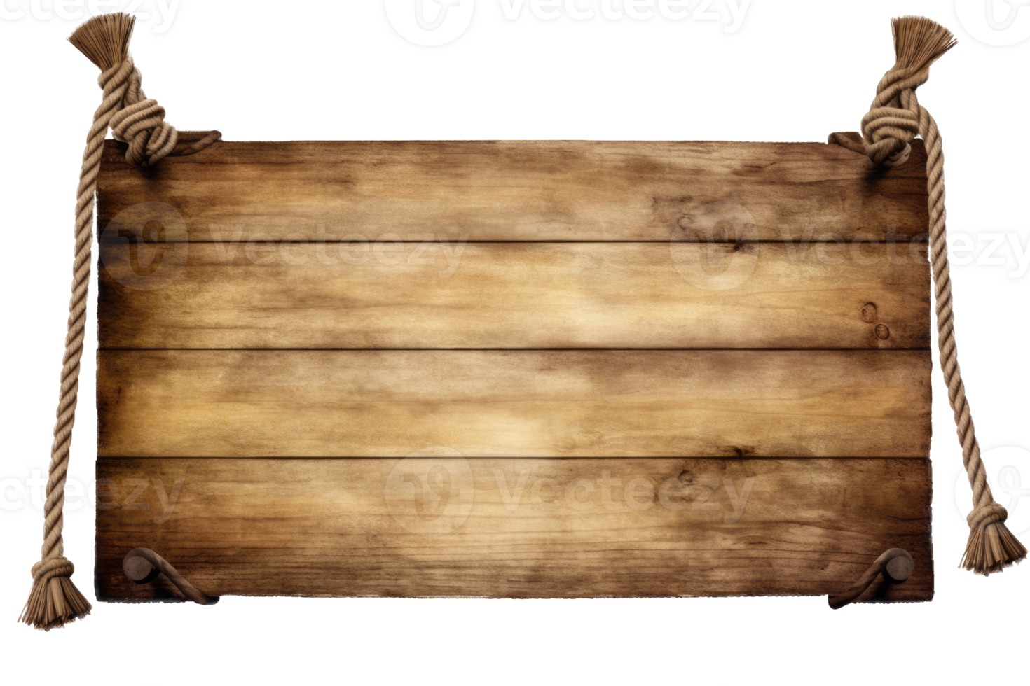 Timeless Charm A Rustic Wooden Signboard Suspended by Twisted Ropes, Perfect for Adding a Touch of Nature to Your Design Projects. png