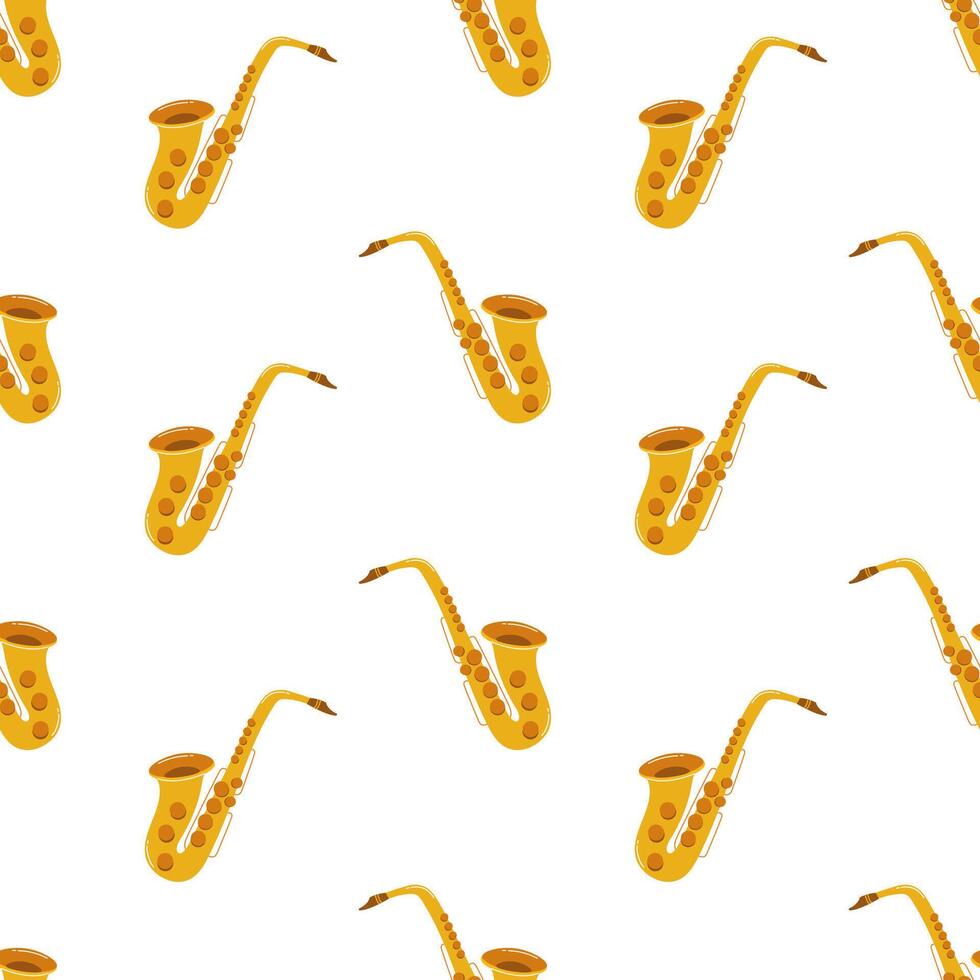 Colorful saxophone pattern creating a lively musical backdrop for design elements vector