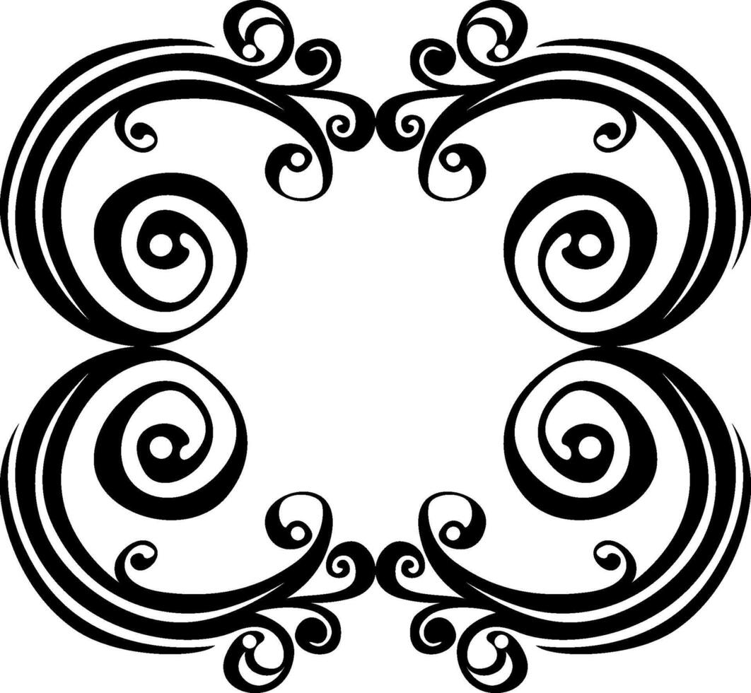 Ornamental Black Curved Border Elements vector