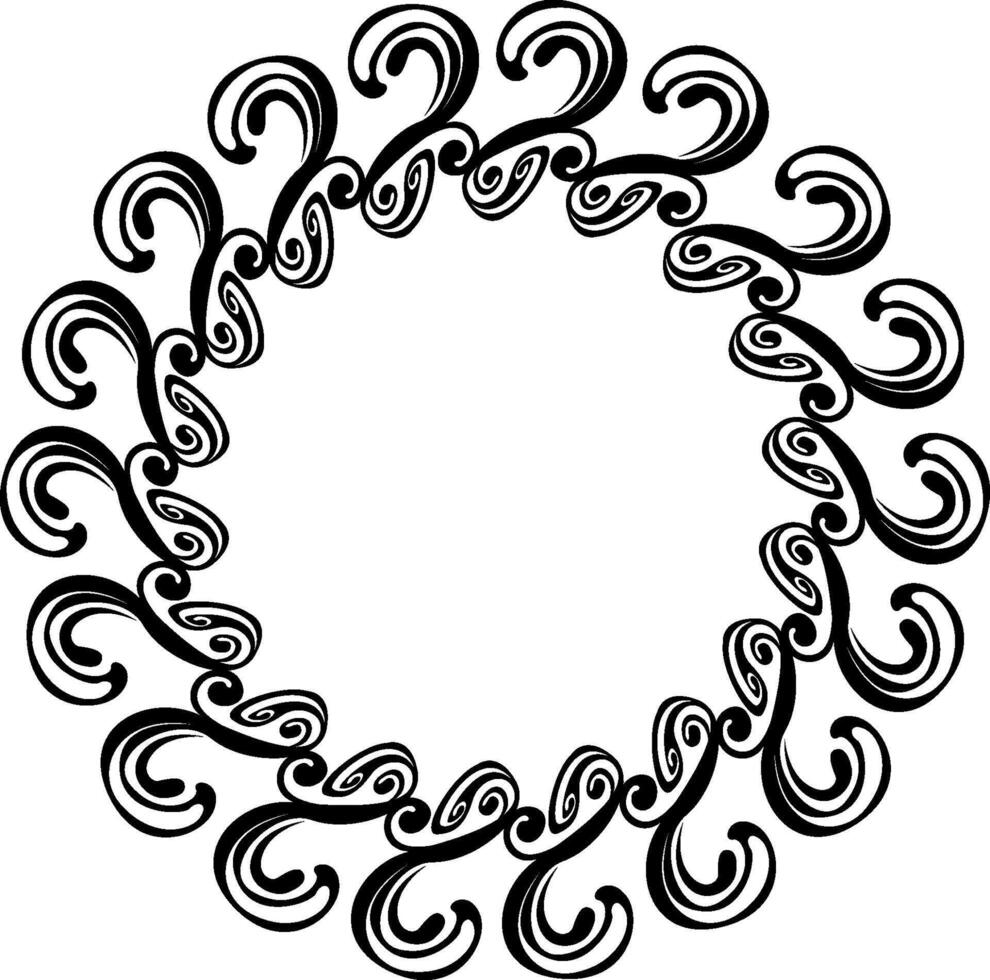 Intricate Swirl Circle Border in Black vector