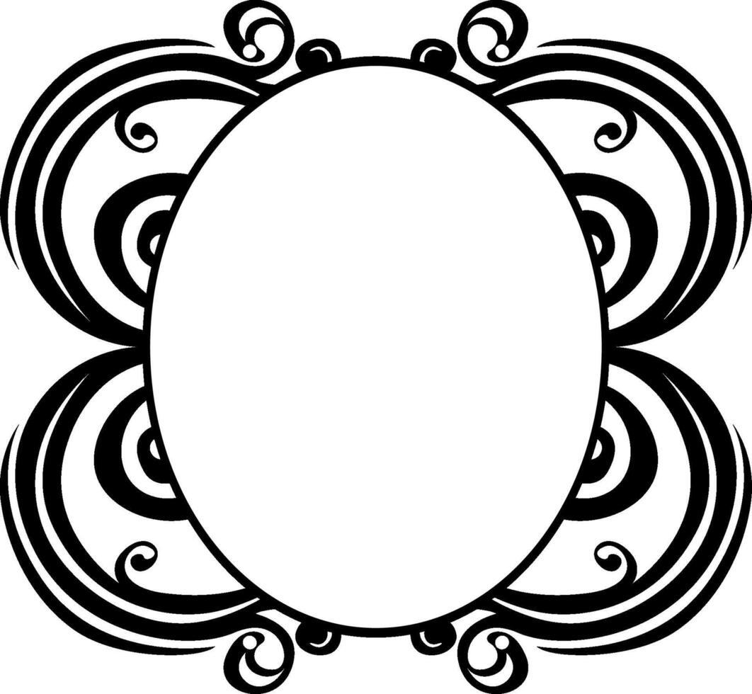 Black Wavy Ornamental Frame Design vector