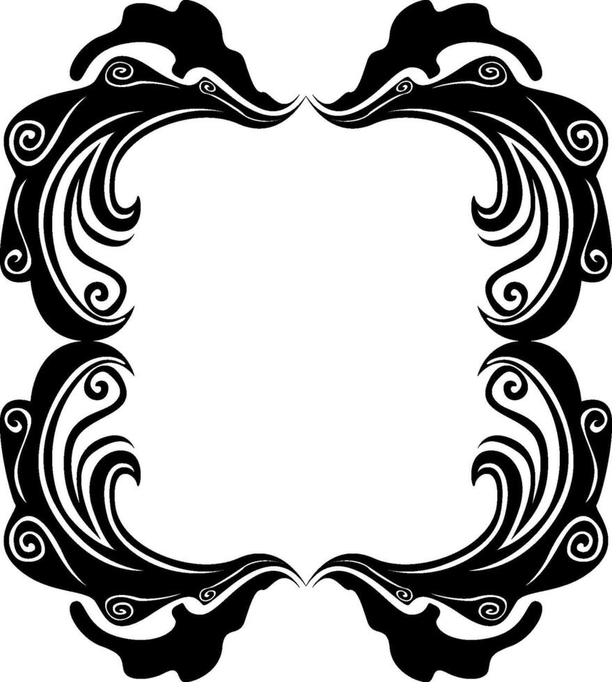 Wavy Black Ornament Border Frame vector