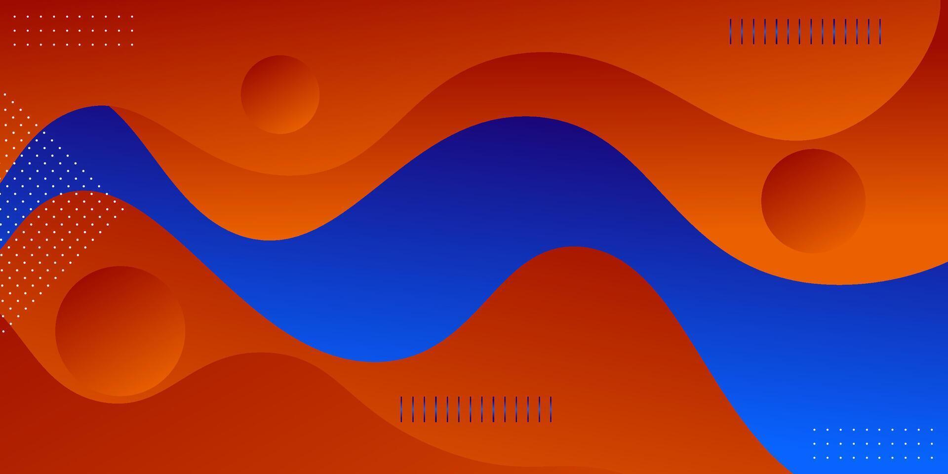 Orange and blue geometric business banner design. Creative banner design with wave and circle shape as template. Simple design on horizontal banner. vector