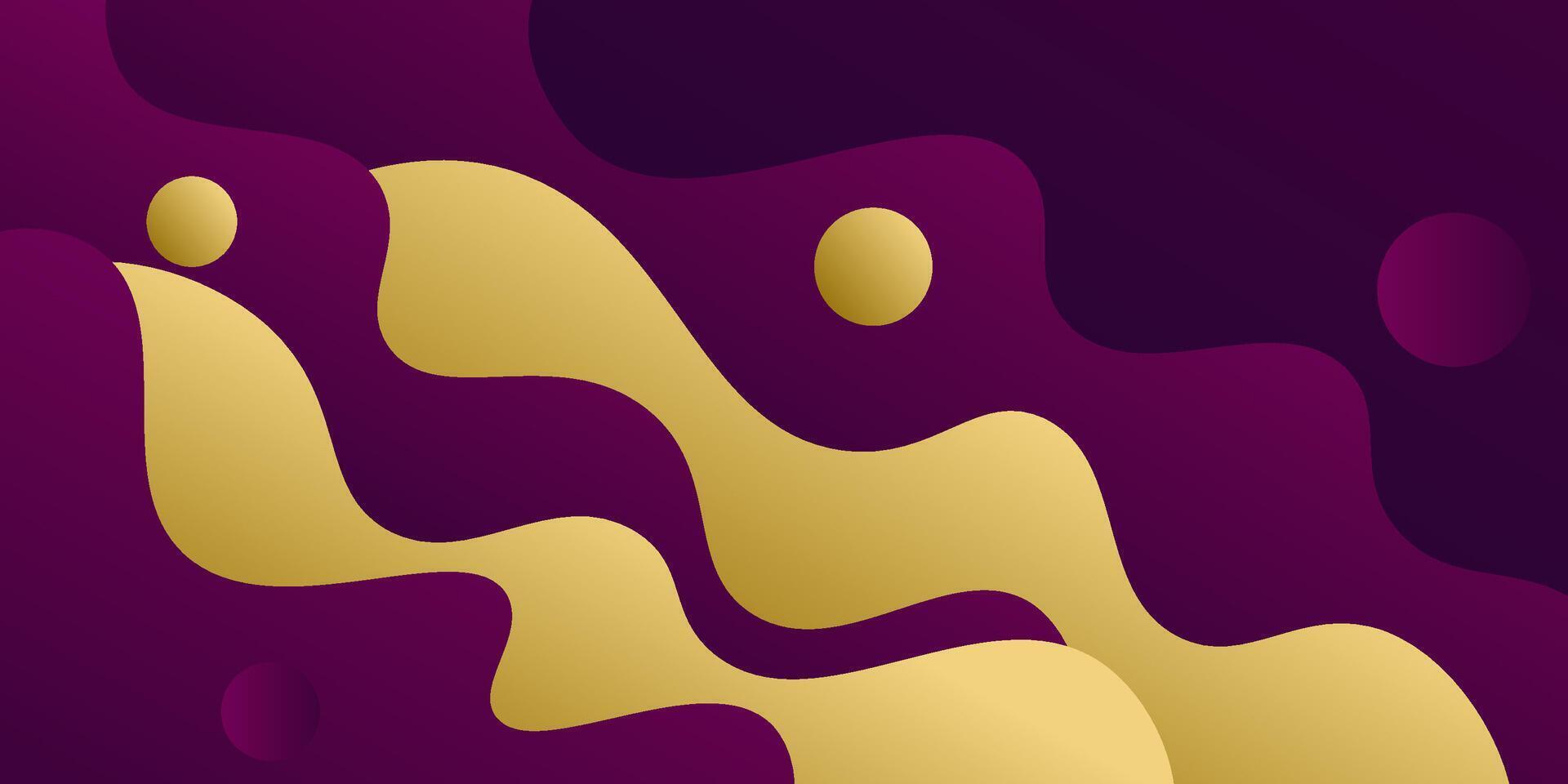 Abstract colorful golden waves on dark purple background. Liquid shape wave pattern design. Eps10 vector