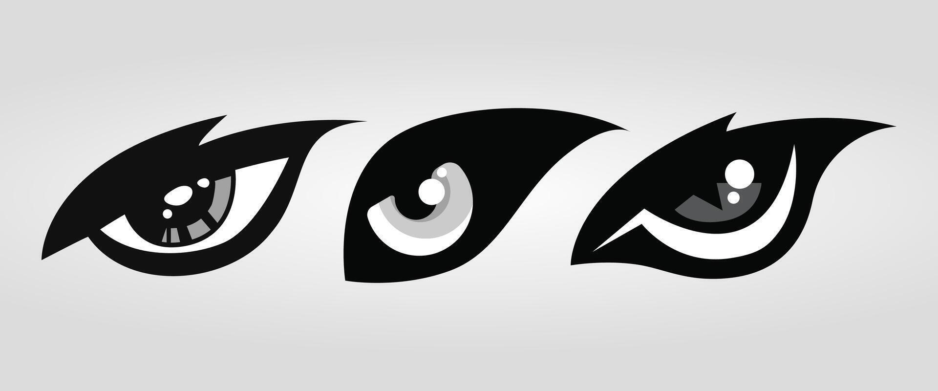 Cartoon eyes animal devil eye of beast or monster and animals scary expressions with evil eyebrow and eyelashes vector