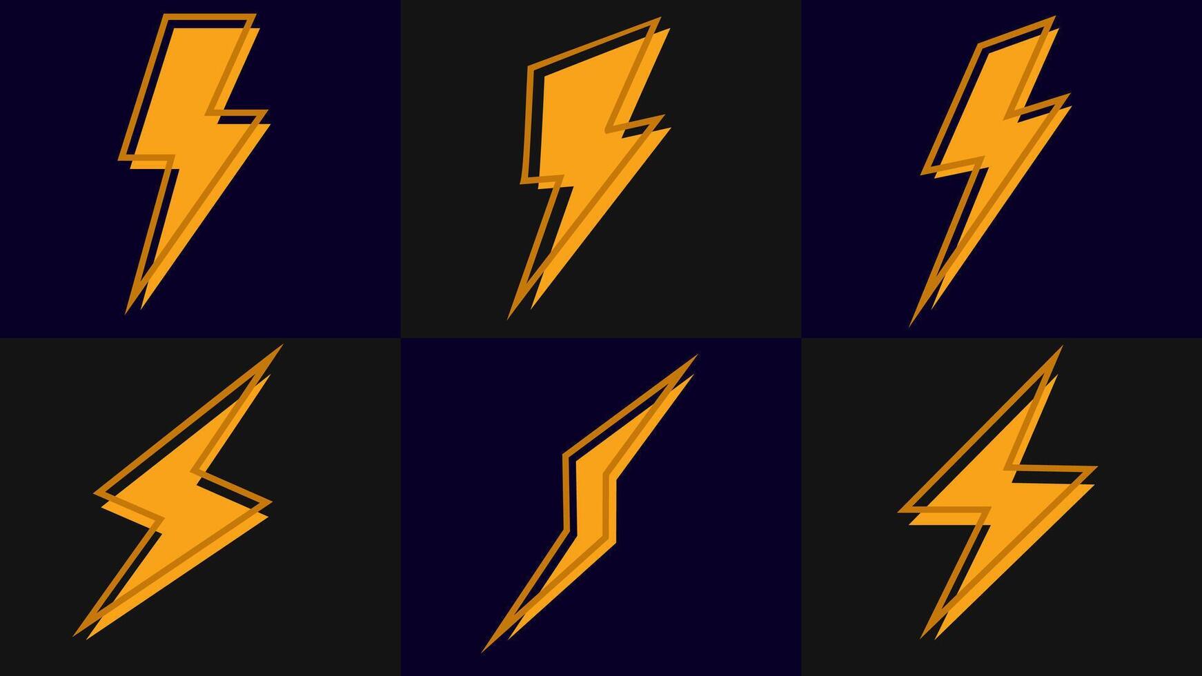 bolt flash thunder power icon set, lightning bolt icon with thunderbolt, Electric power symbol vector